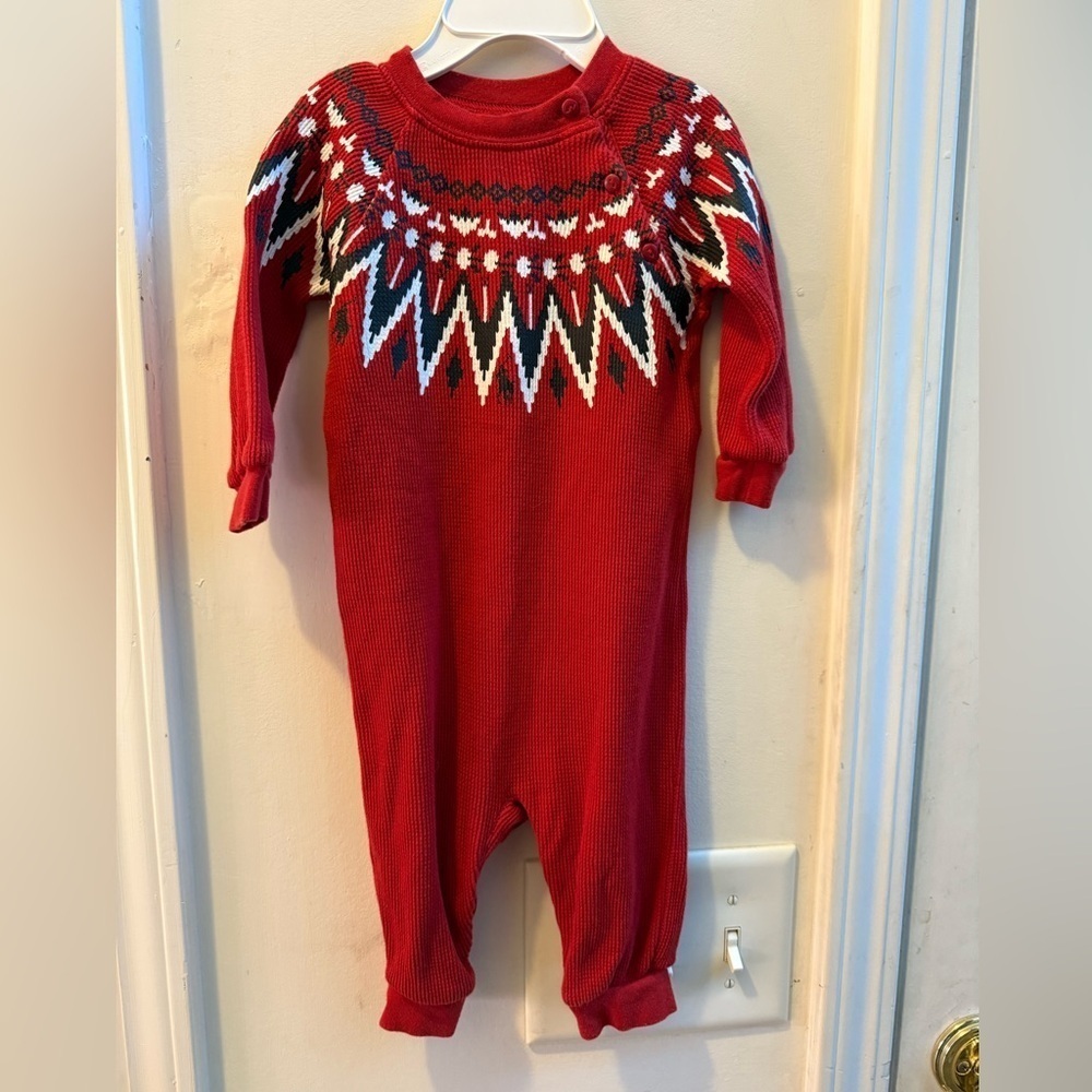 Ralph Lauren Fair Isle Waffle-Knit Romper